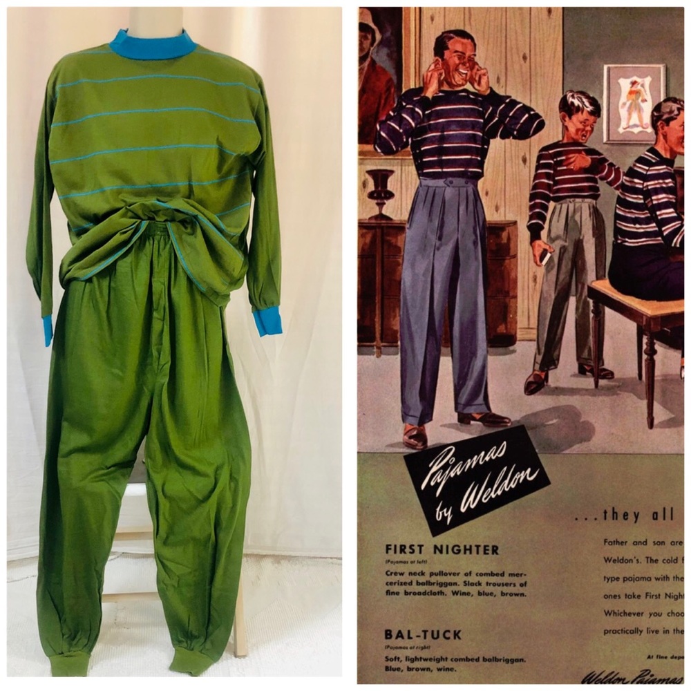 SOLD. Vintage 60s Bal-Tuk Pajama Set for Men by Weldon UNWORN Size Medium/Large - Picture 1 of 15